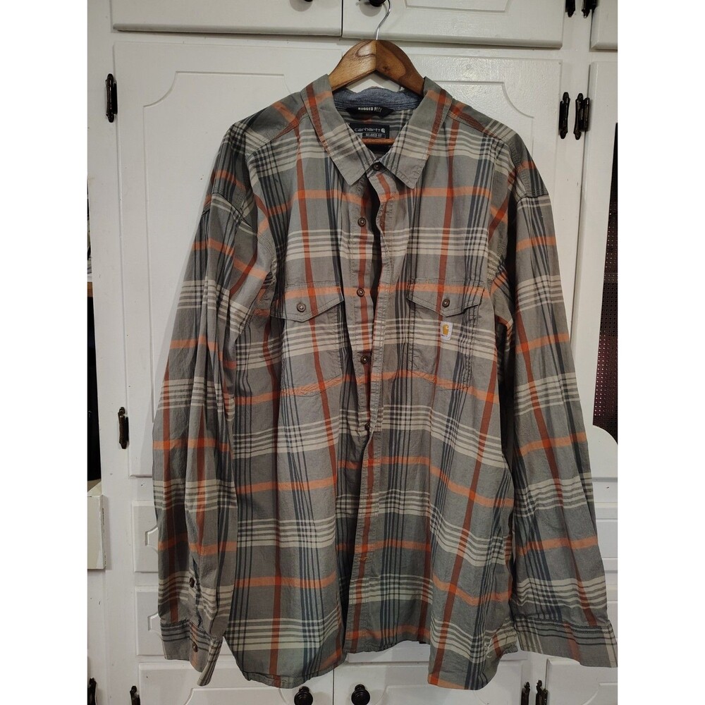Carhartt Rugged Flex Shirt Mens 4X Button up Relaxed Fit Long Sleeve Rust